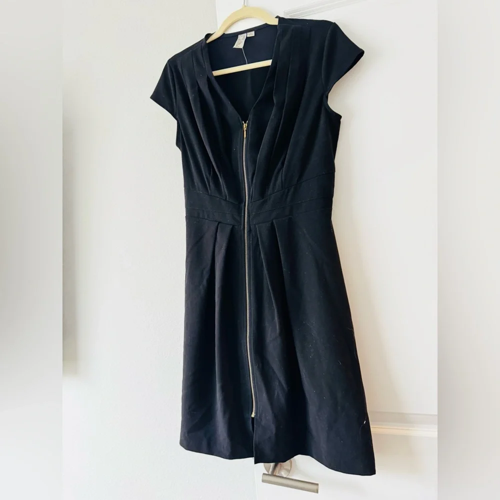 Emma & Michele Black Midi Dress with Gold Zipper - Picture 8 of 8